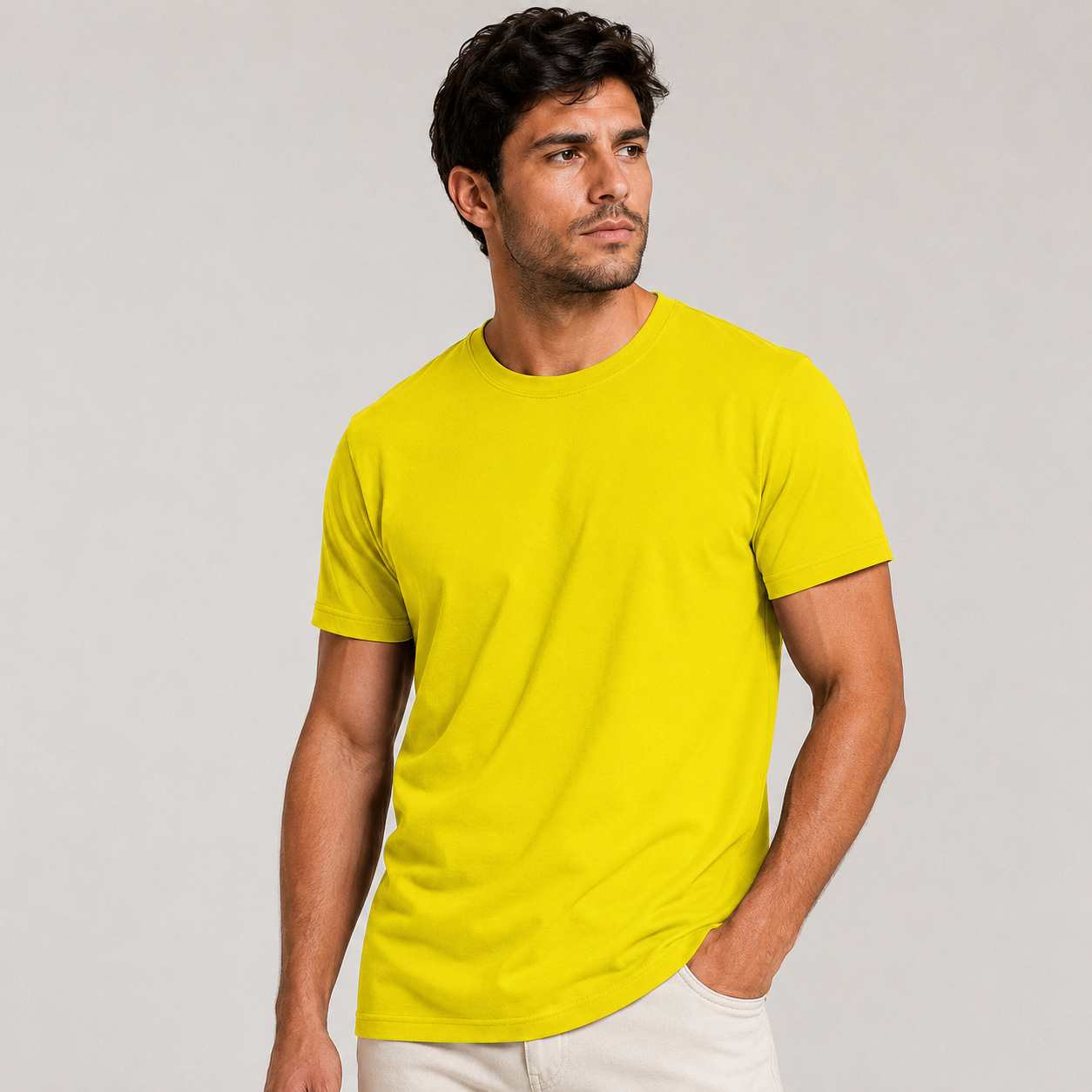 Polera Manga Corta Algodon Cuello Redondo Clasica Hombre Premium-0
