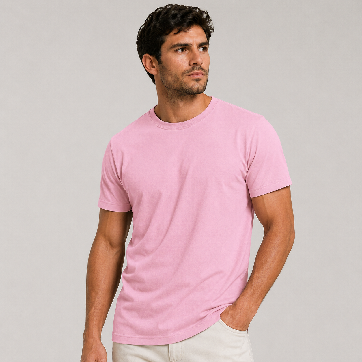 Polera Manga Corta Algodon Cuello Redondo Clasica Hombre Premium-0