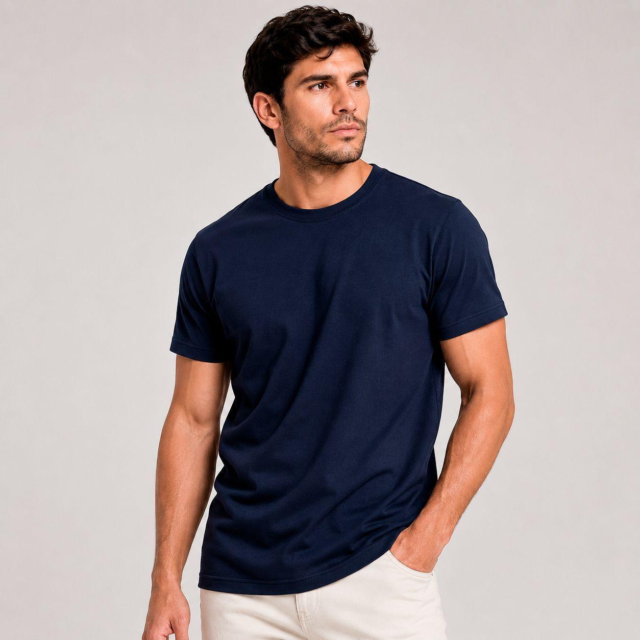 Polera Manga Corta Algodon Cuello Redondo Clasica Hombre Premium-0