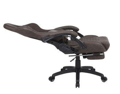 Silla Gamer Krone XL Reclinable + Masaje Lumbar + Apoyapiés - Café-4