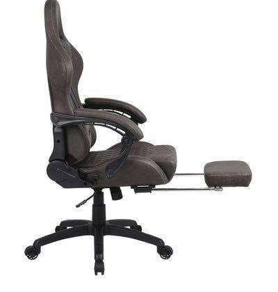 Silla Gamer Krone XL Reclinable + Masaje Lumbar + Apoyapiés - Café-3