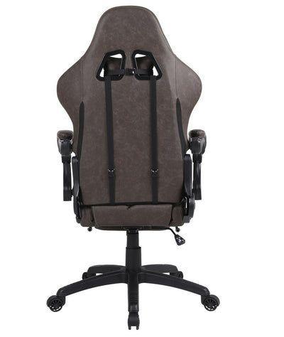 Silla Gamer Krone XL Reclinable + Masaje Lumbar + Apoyapiés - Café-6