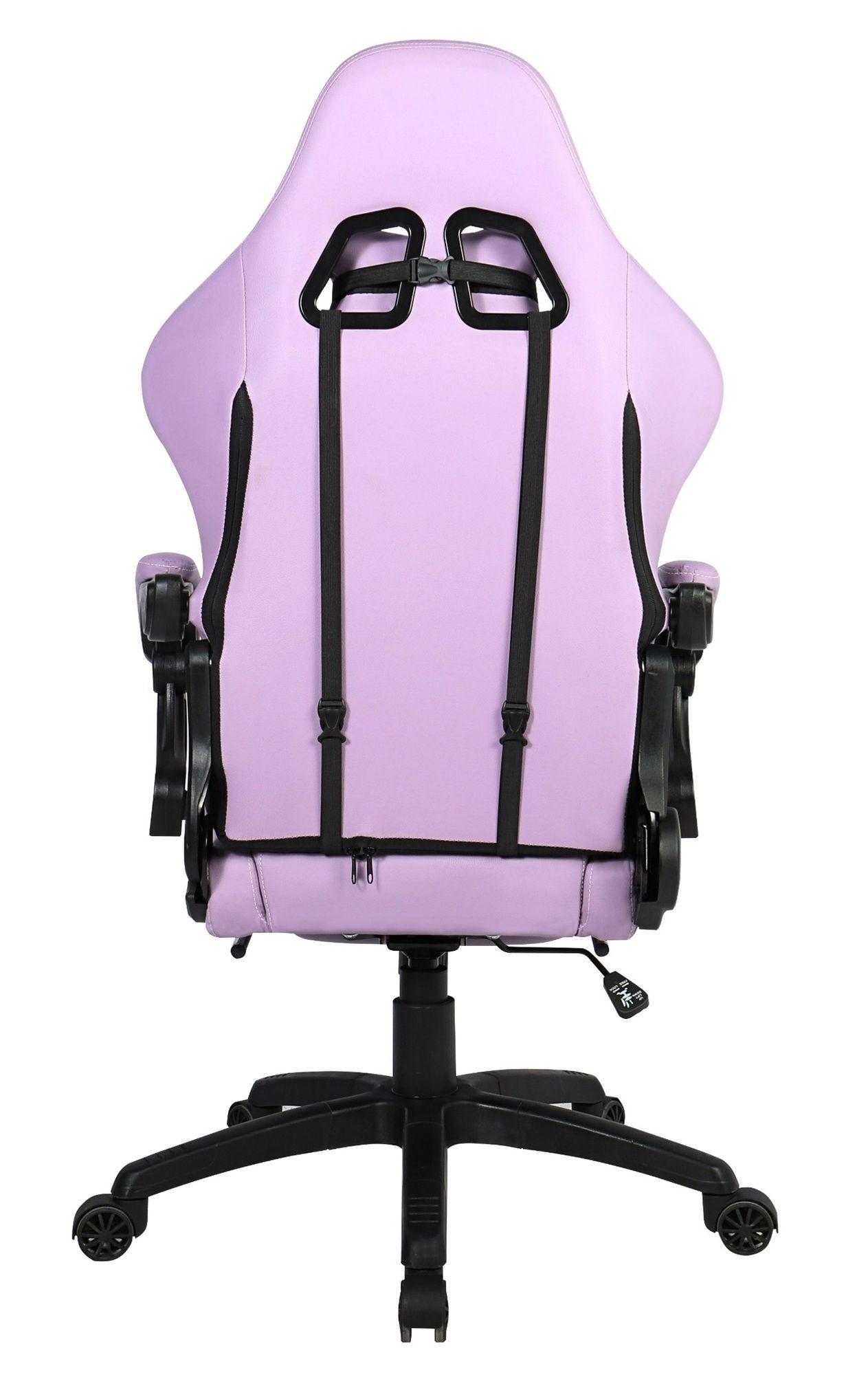 Silla Gamer Krone XL Reclinable + Masaje Lumbar + Apoyapiés Violeta-4