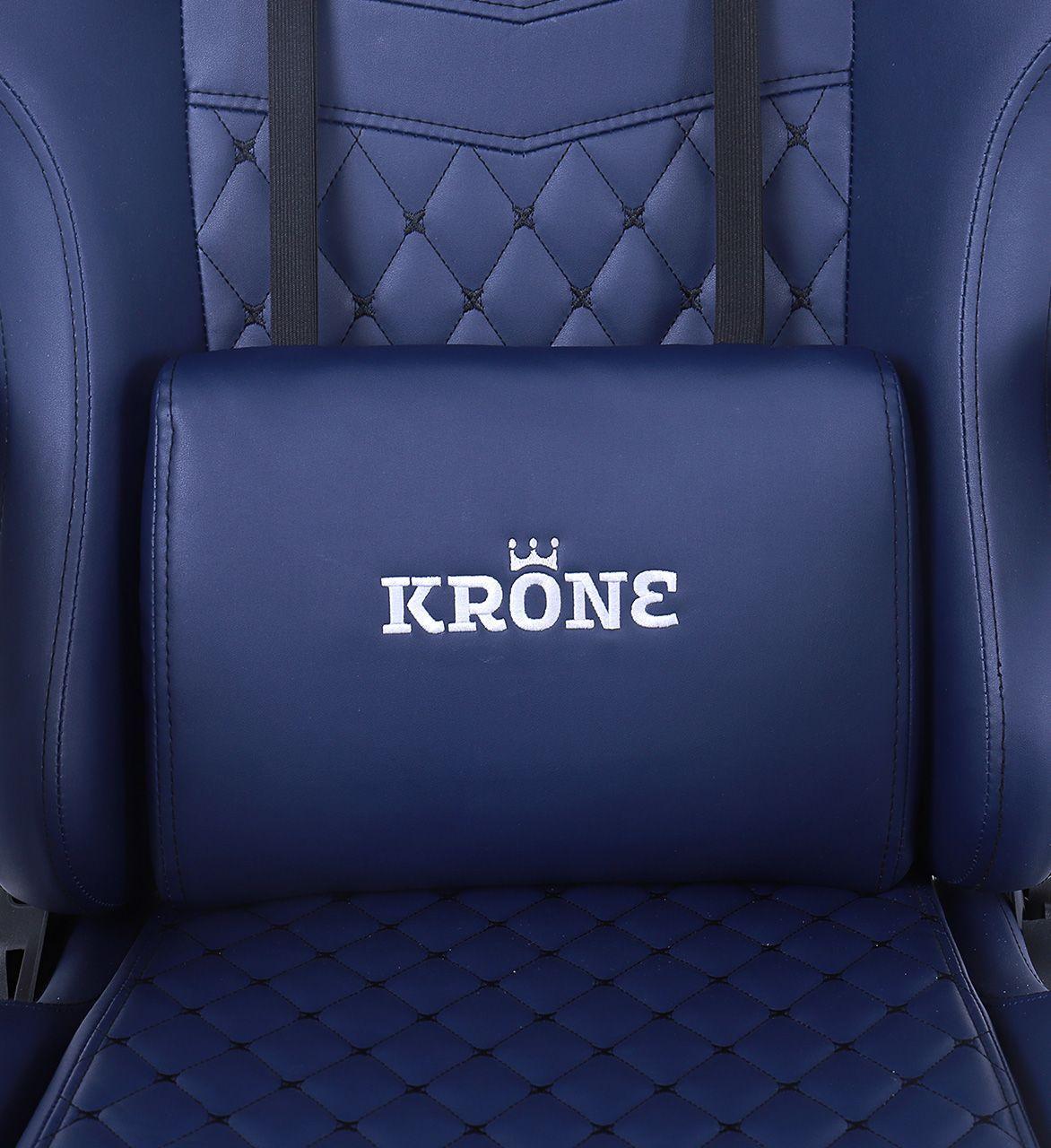 Silla Gamer Krone XL Reclinable + Masaje Lumbar + Apoyapiés Azul-6