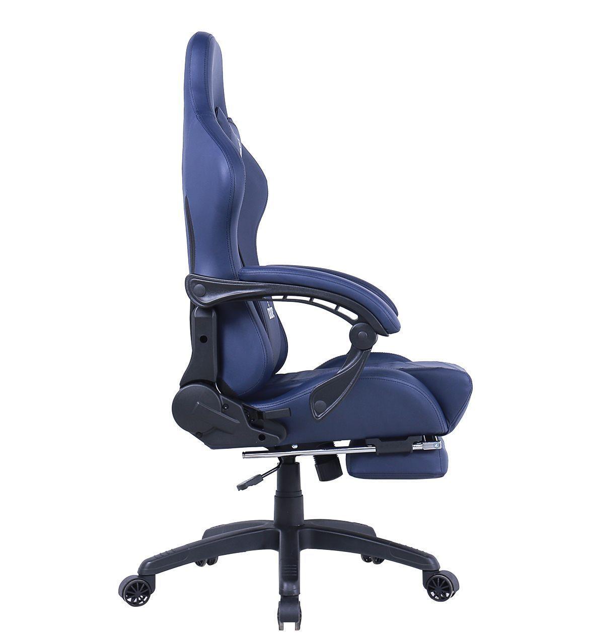 Silla Gamer Krone XL Reclinable + Masaje Lumbar + Apoyapiés Azul-2