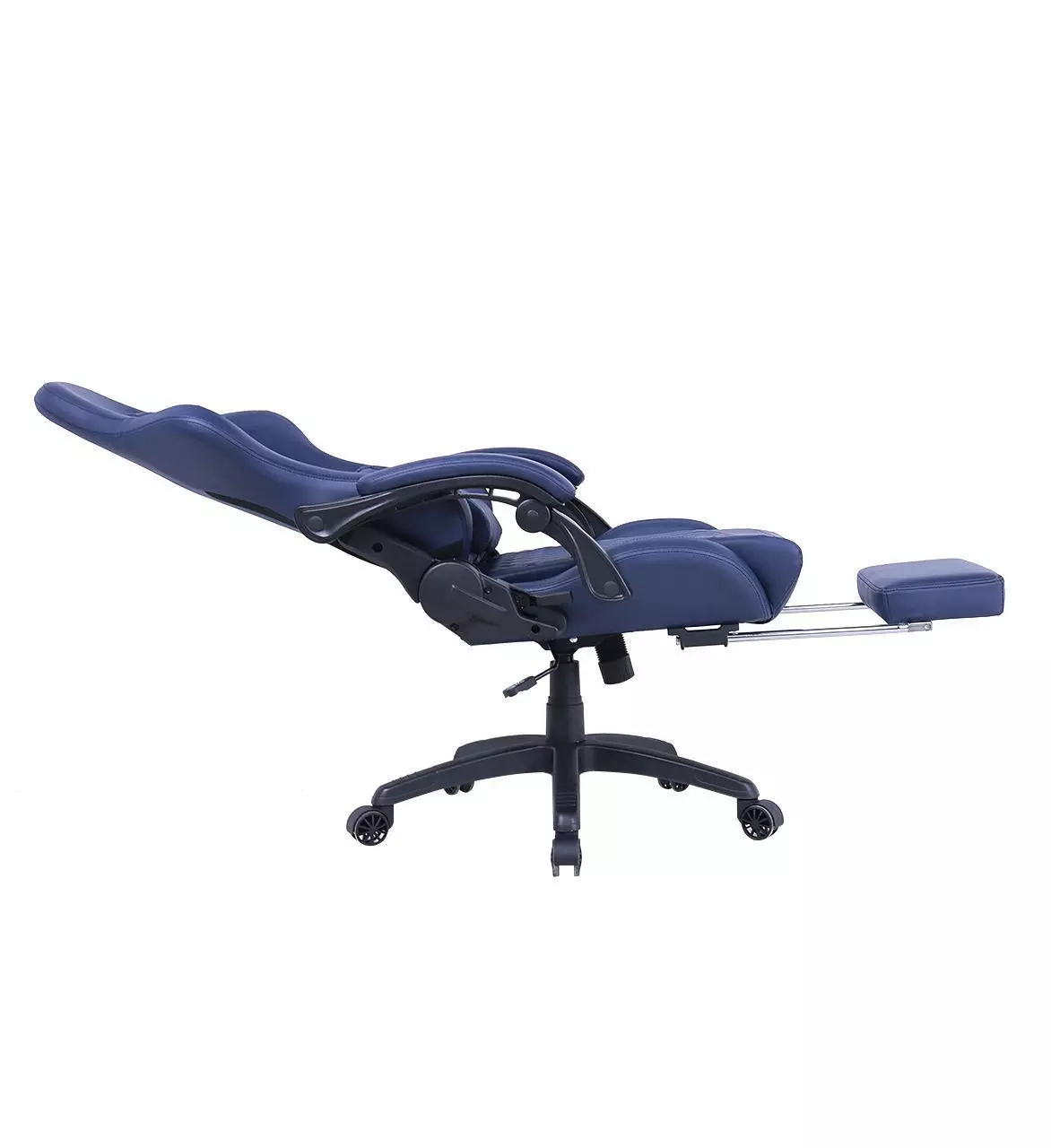 Silla Gamer Krone XL Reclinable + Masaje Lumbar + Apoyapiés Azul-5
