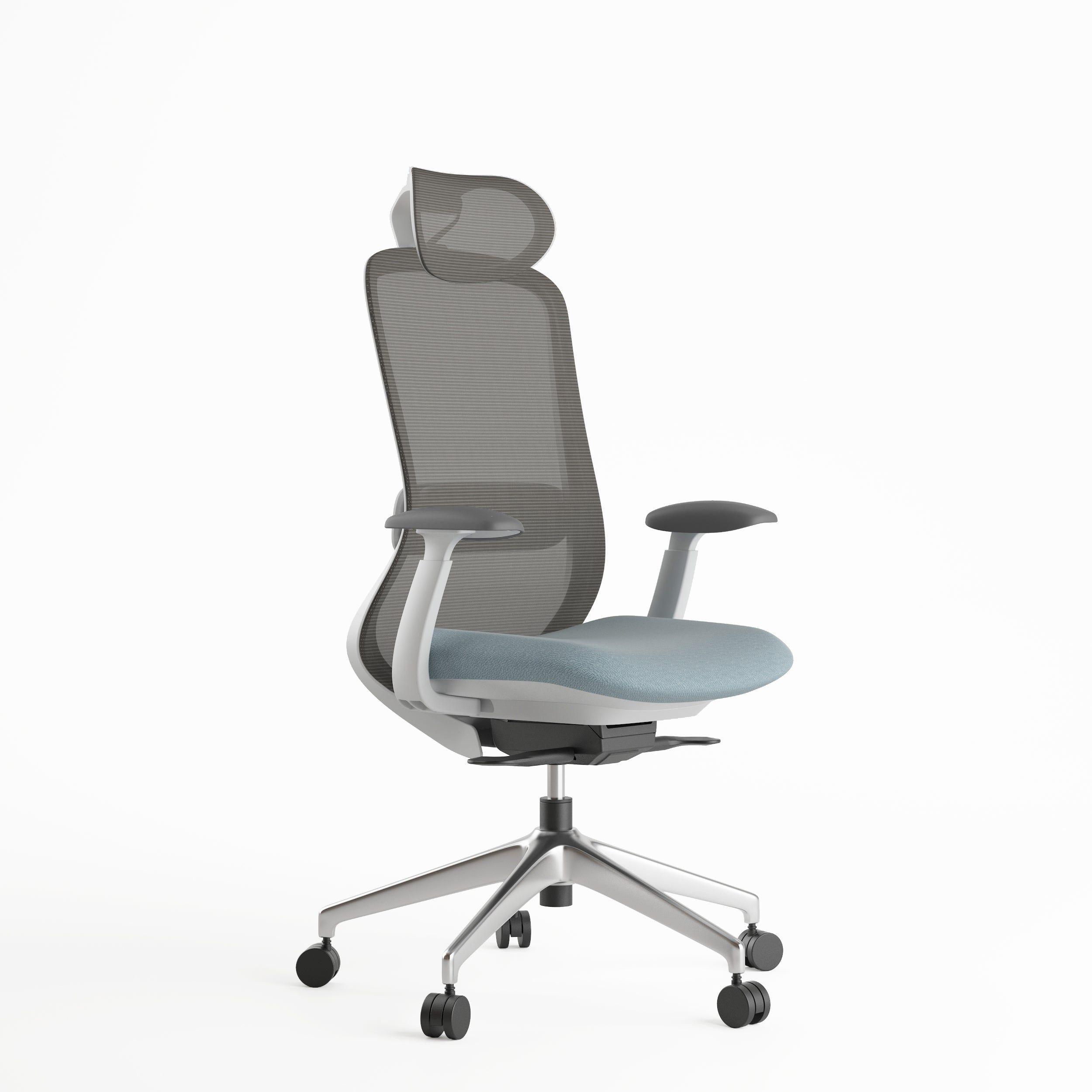 Silla Oficina Krone Stella Ergonómica Ejecutiva - Gris/Celeste-0