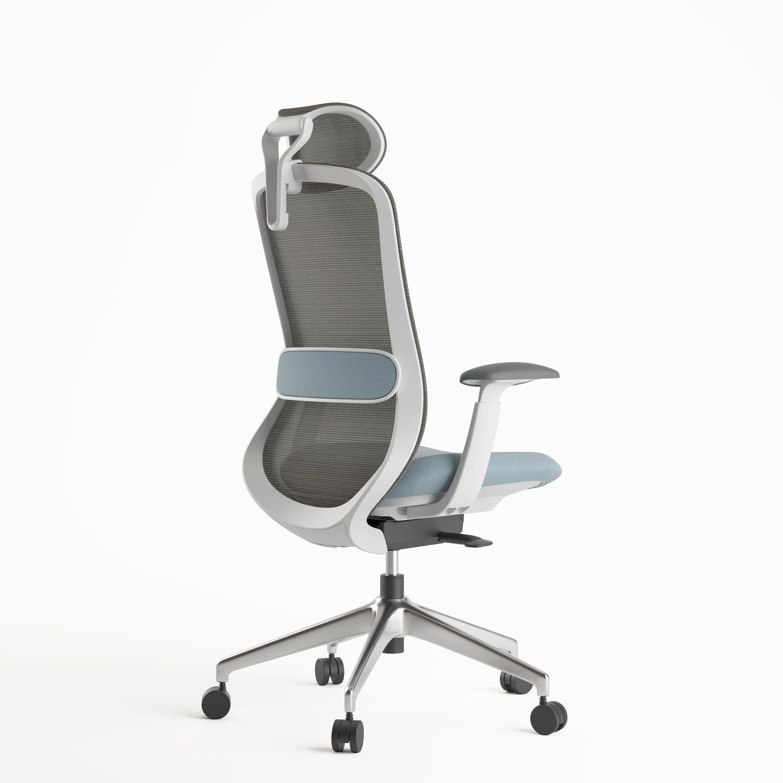 Silla Oficina Krone Stella Ergonómica Ejecutiva - Gris/Celeste-1