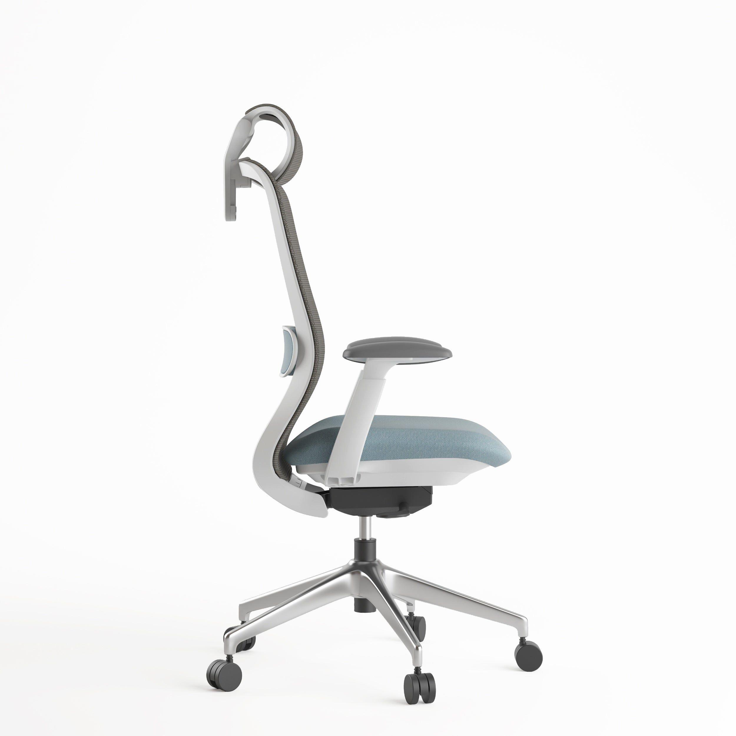 Silla Oficina Krone Stella Ergonómica Ejecutiva - Gris/Celeste-2