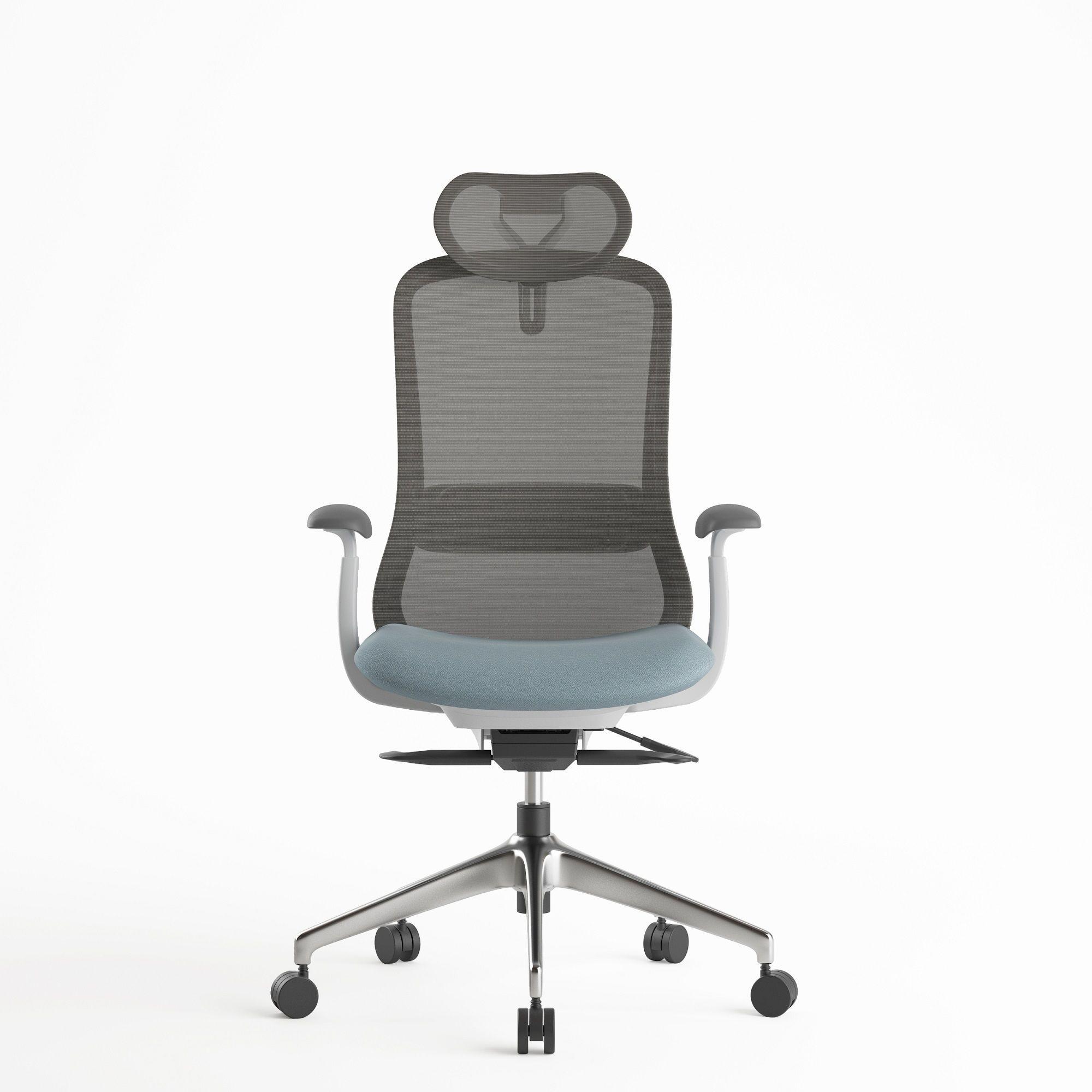 Silla Oficina Krone Stella Ergonómica Ejecutiva - Gris/Celeste-3