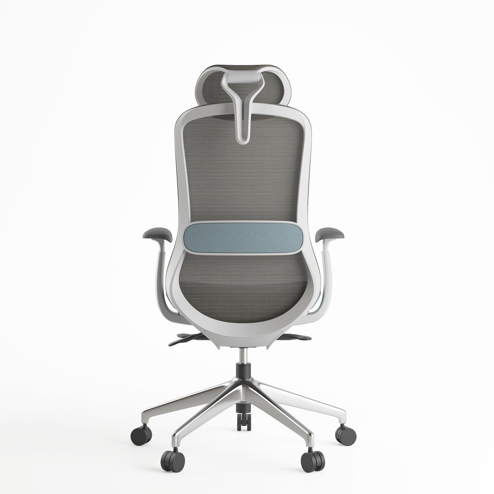 Silla Oficina Krone Stella Ergonómica Ejecutiva - Gris/Celeste-4