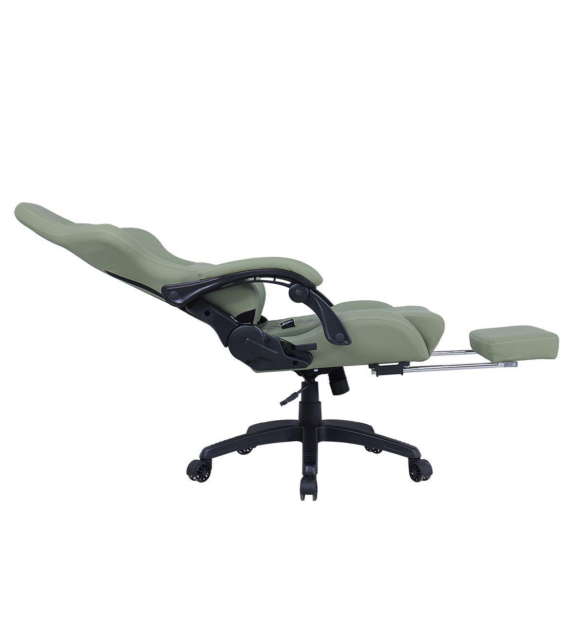 Silla Gamer Krone XL Reclinable + Masaje Lumbar + Apoyapiés Verde-6
