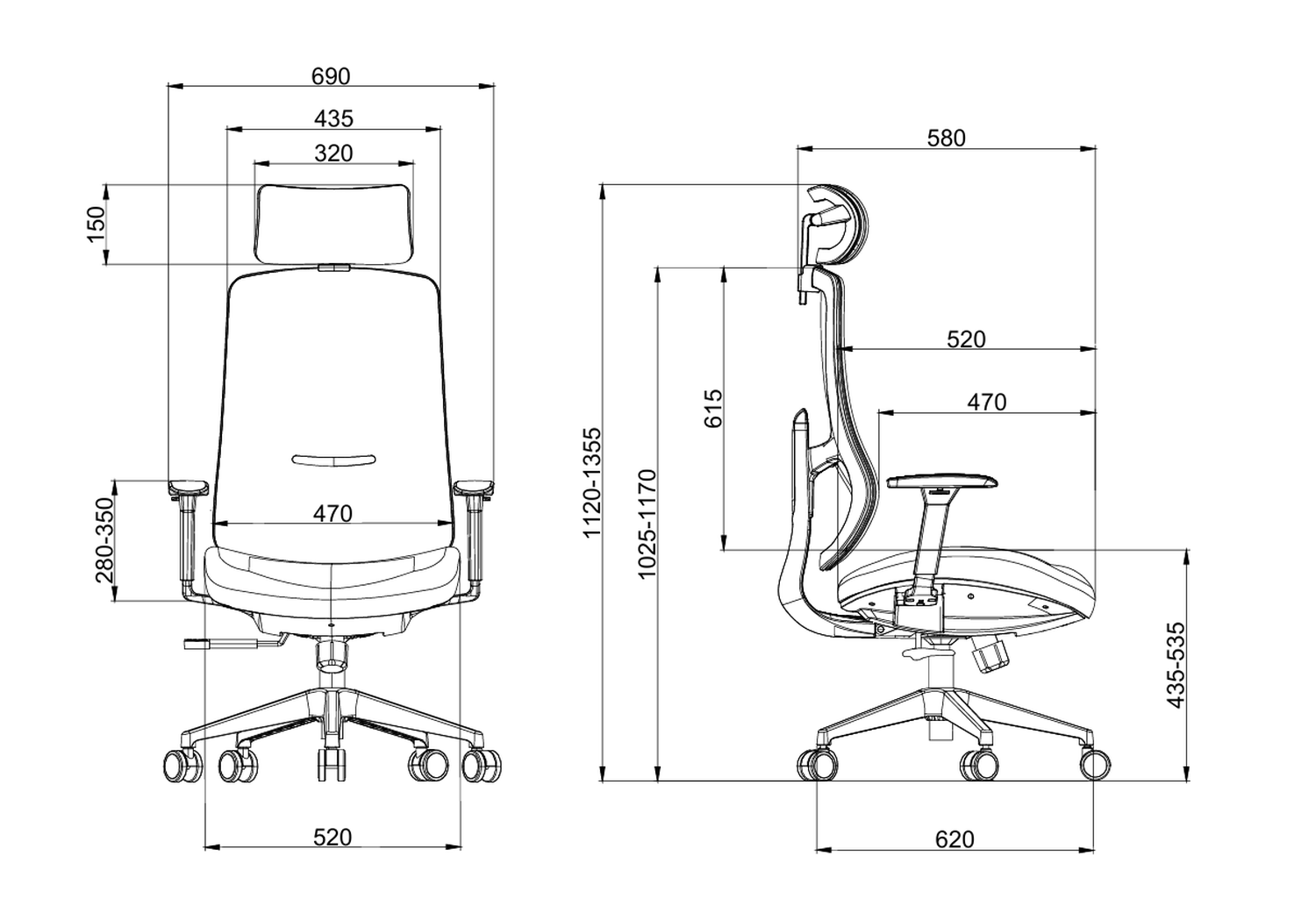 Silla Escritorio Oficina Krone Ergonomica Curva Perseo-7