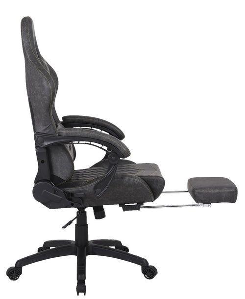 Silla Gamer Krone XL Reclinable + Masaje Lumbar + Apoyapiés - Gris-4