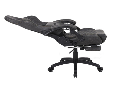 Silla Gamer Krone XL Reclinable + Masaje Lumbar + Apoyapiés - Gris-5