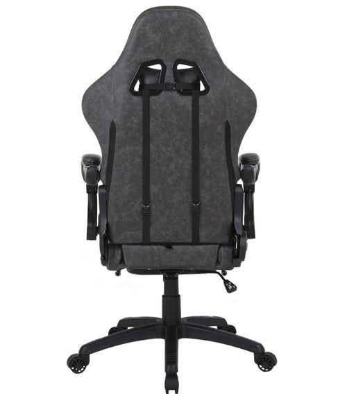 Silla Gamer Krone XL Reclinable + Masaje Lumbar + Apoyapiés - Gris-7