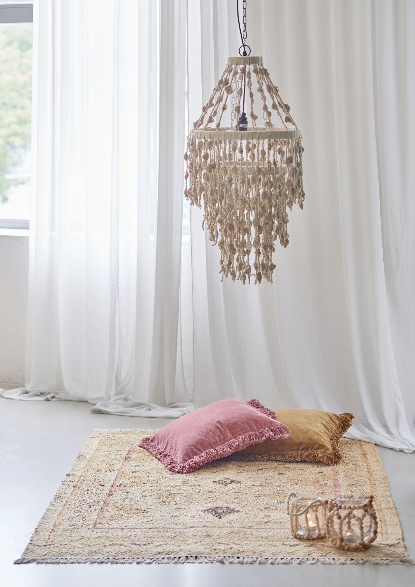 Lámpara colgante yute crochet 90x40 cm-2