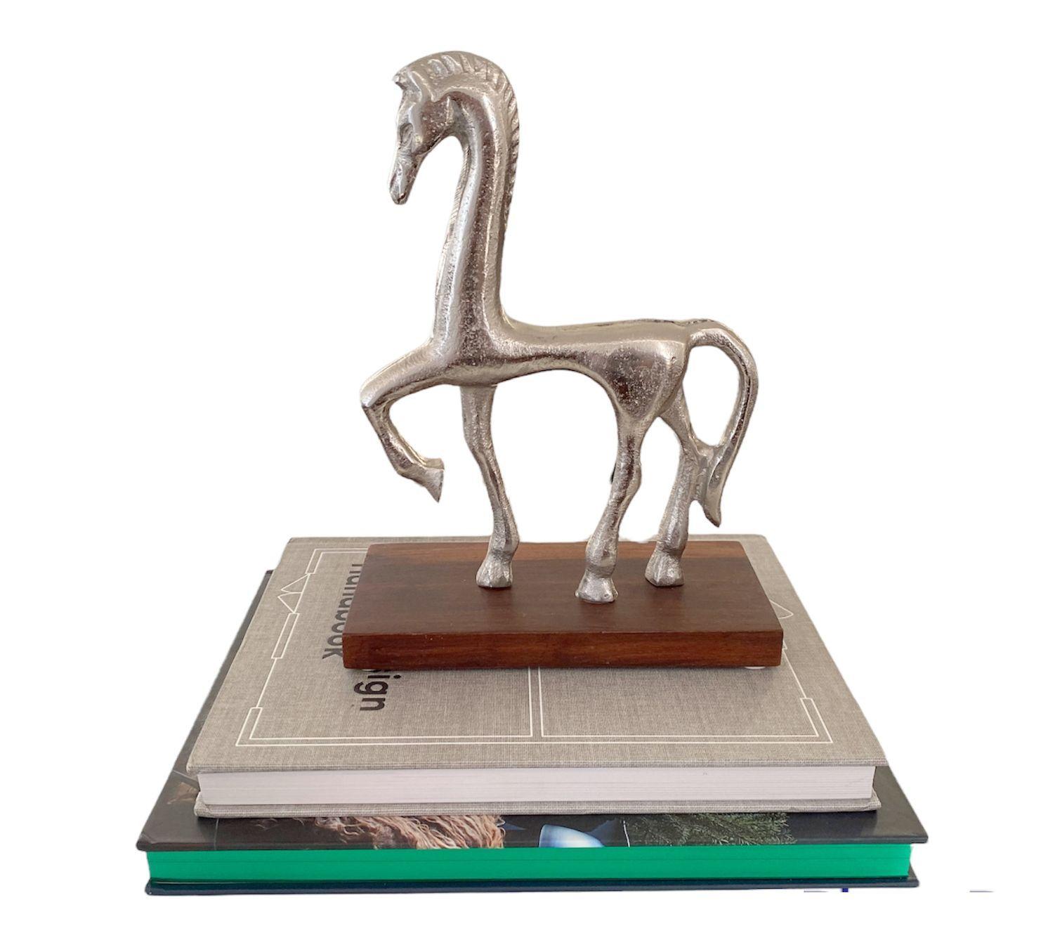 Figura decorativa caballo plateado 24x18 cm-0