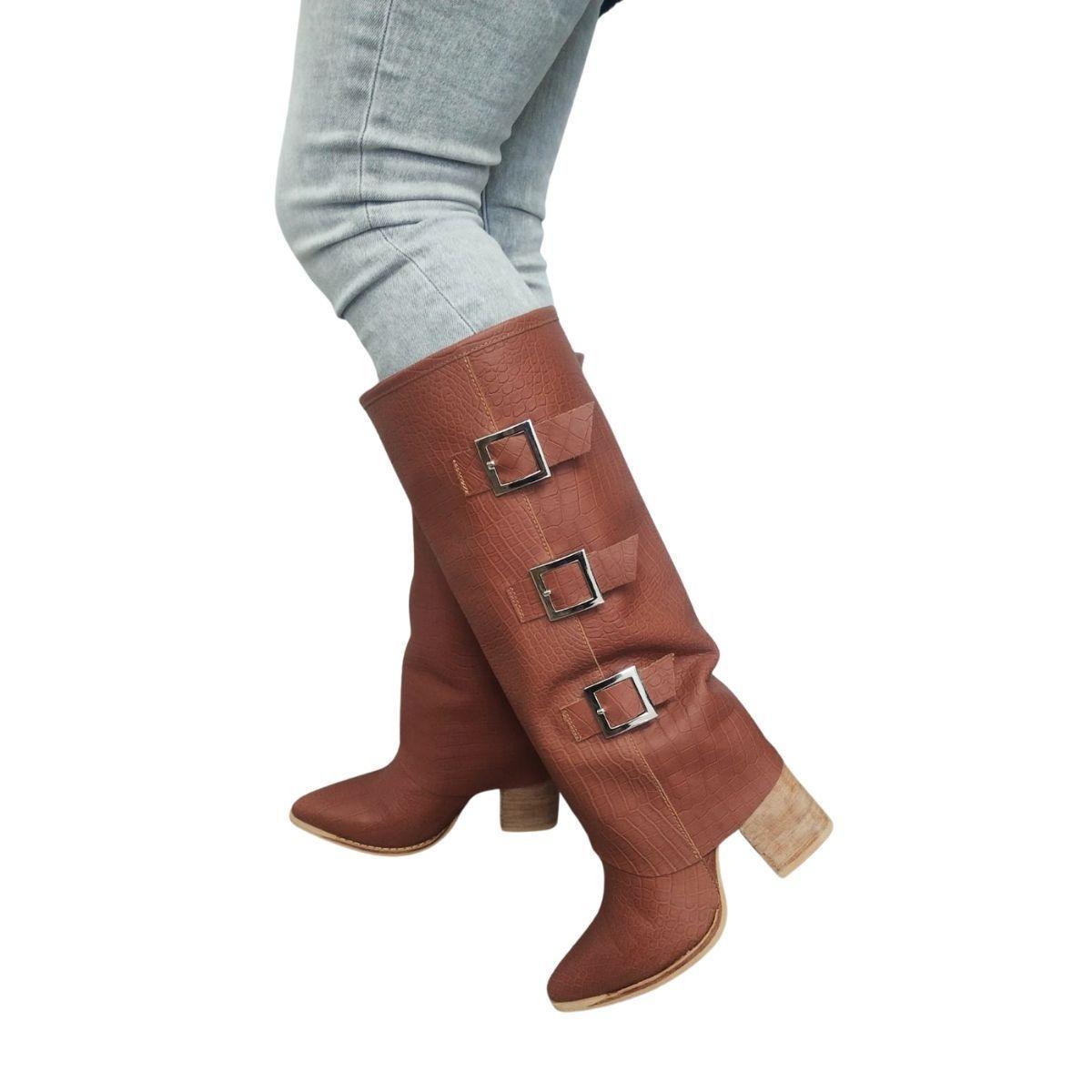 Bota Augusta Cafe Croco Pao Pecados-0