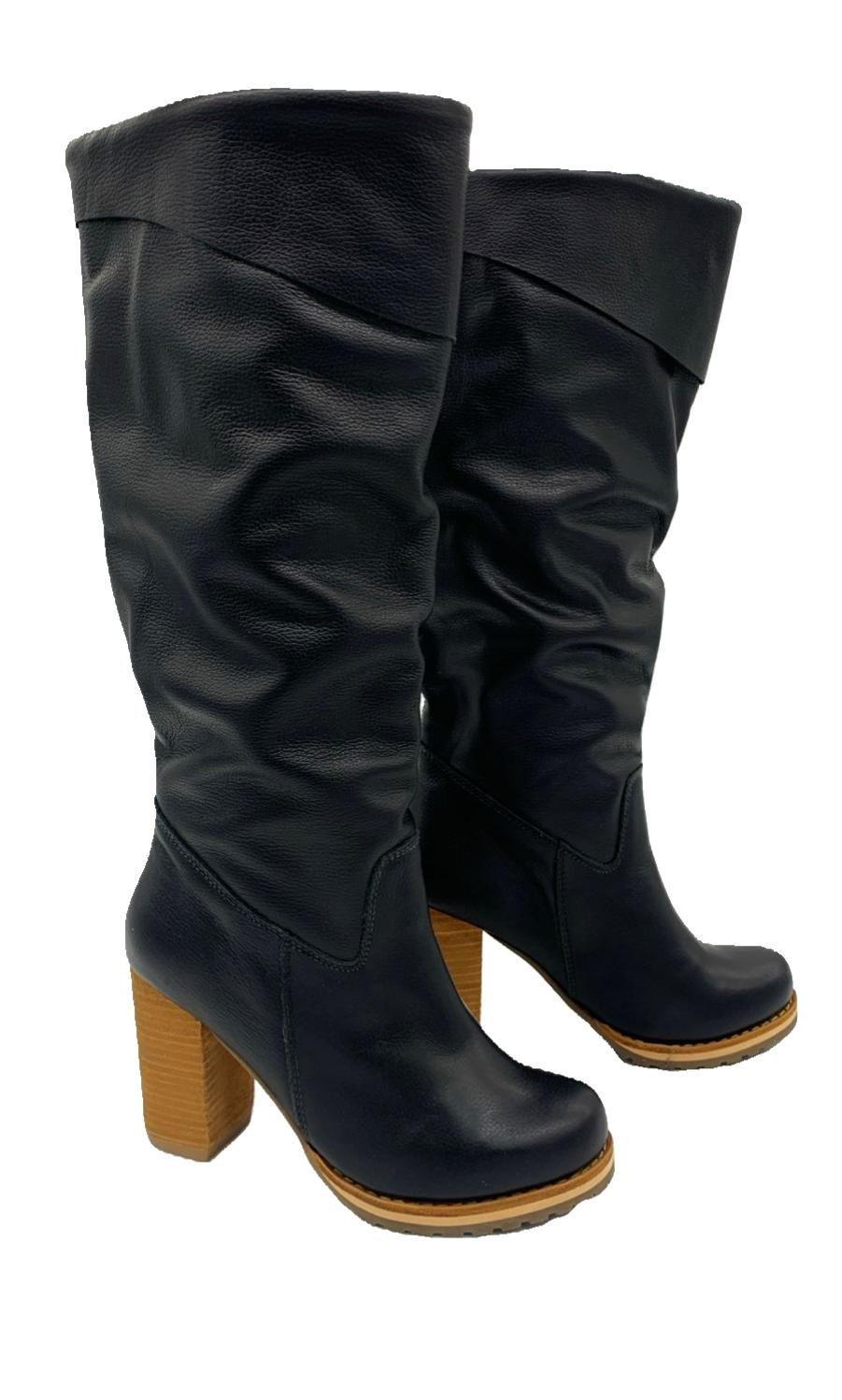Bota Emily Negro Cuero Pao Pecados-2