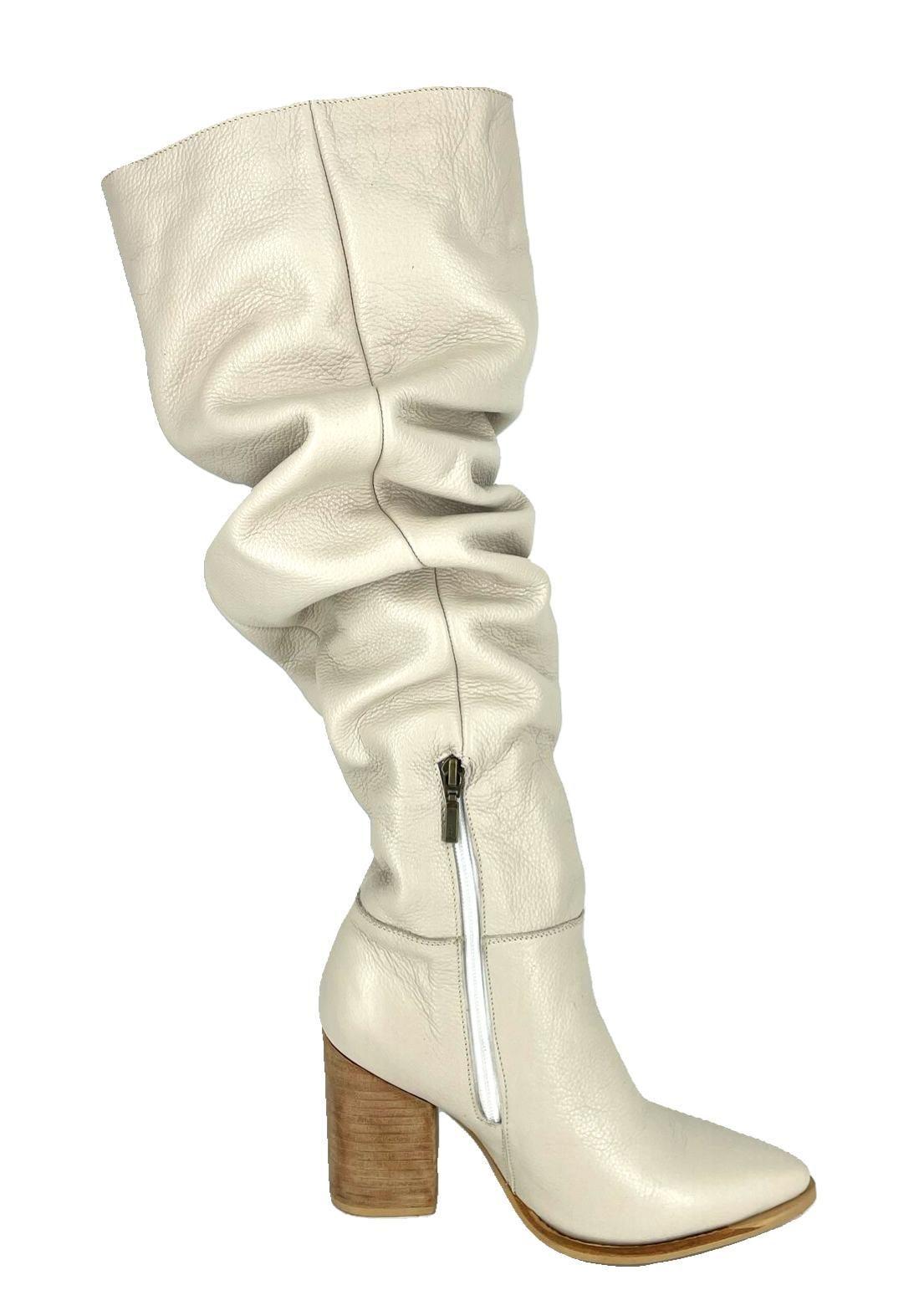 Bota Luciana Alta Beige Cuero Pao Pecados-1