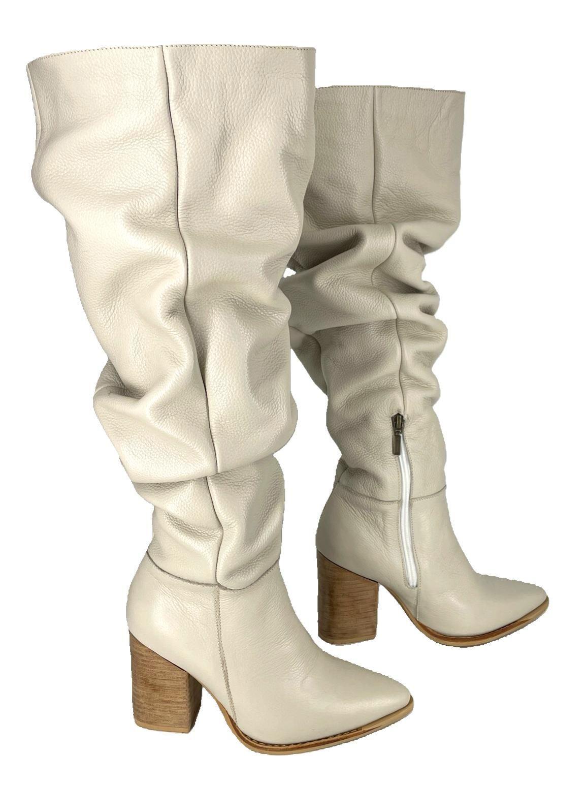 Bota Luciana Alta Beige Cuero Pao Pecados-2