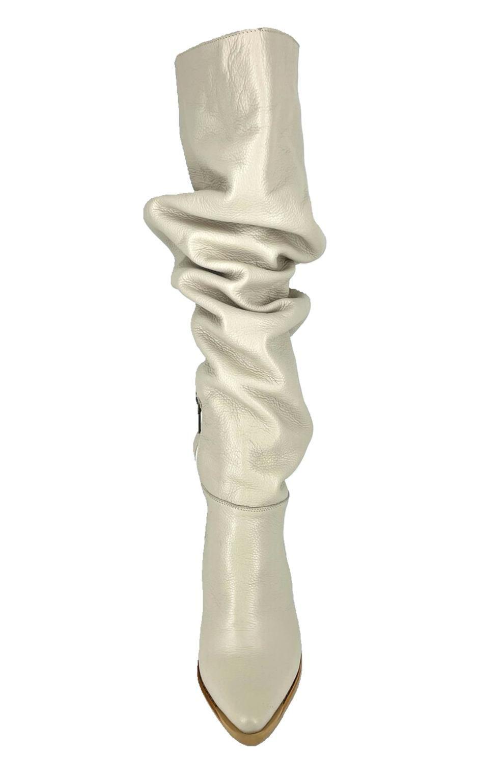 Bota Luciana Alta Beige Cuero Pao Pecados-3