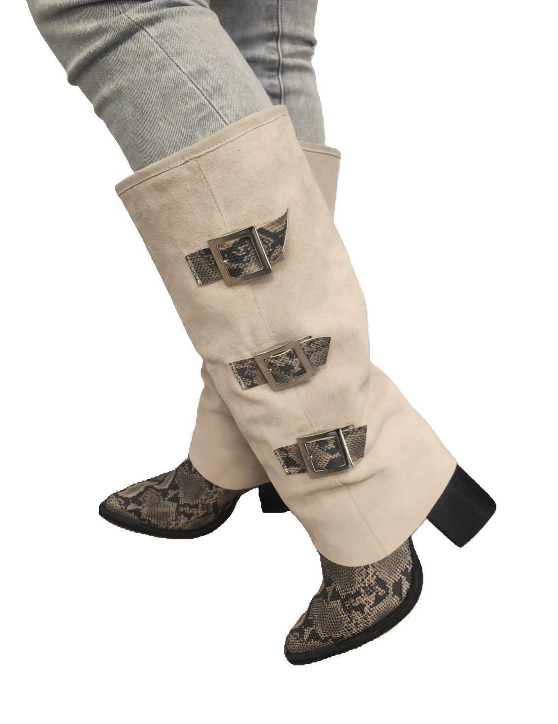 Bota Augusta Beige Piton Pao Pecados-0
