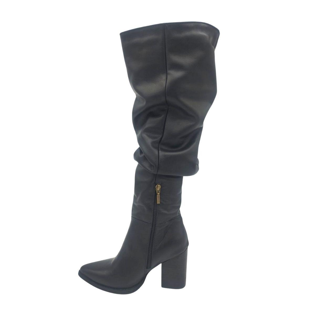 Bota Luciana Alta Negro Cuero Pao Pecados-2