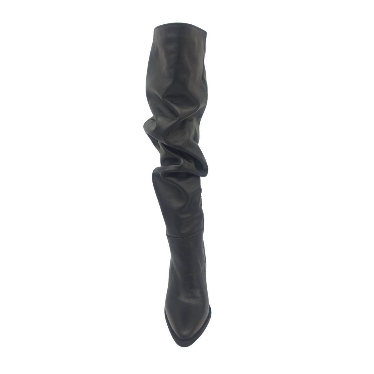 Bota Luciana Alta Negro Cuero Pao Pecados-4