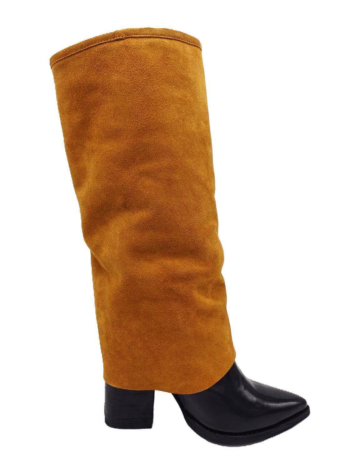 Bota Augusta Camel Negro Charol Pao Pecados-2