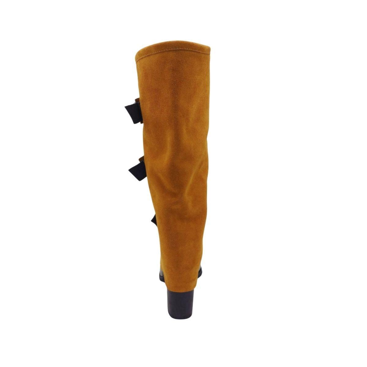 Bota Augusta Camel Negro Charol Pao Pecados-5