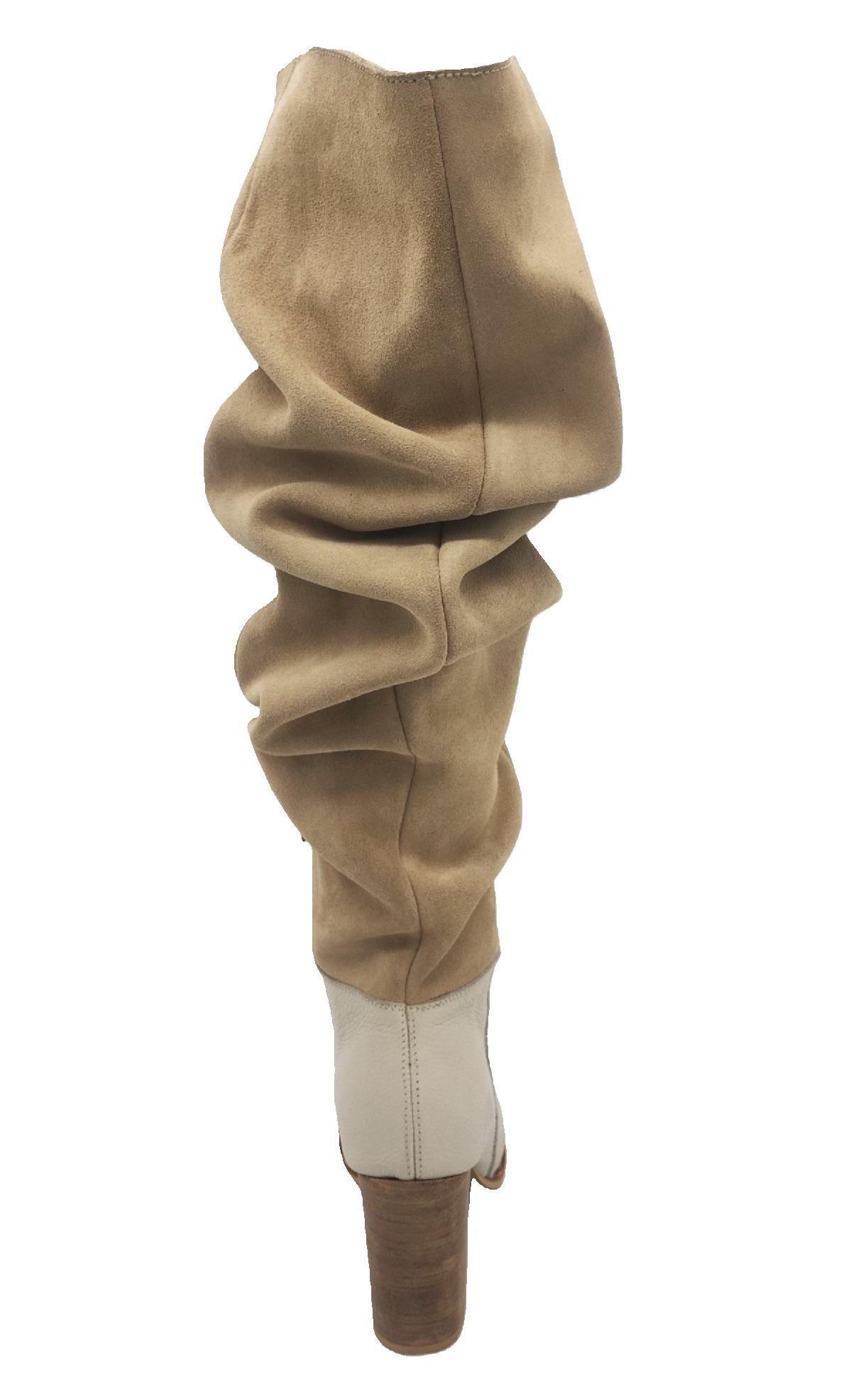 Bota Luciana Alta Beige Cuero Reno Pao Pecados-4
