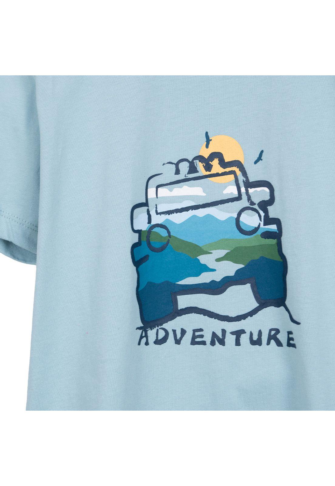 Polera Niño Manga Corta Estampado Auto Celeste Pillin-2