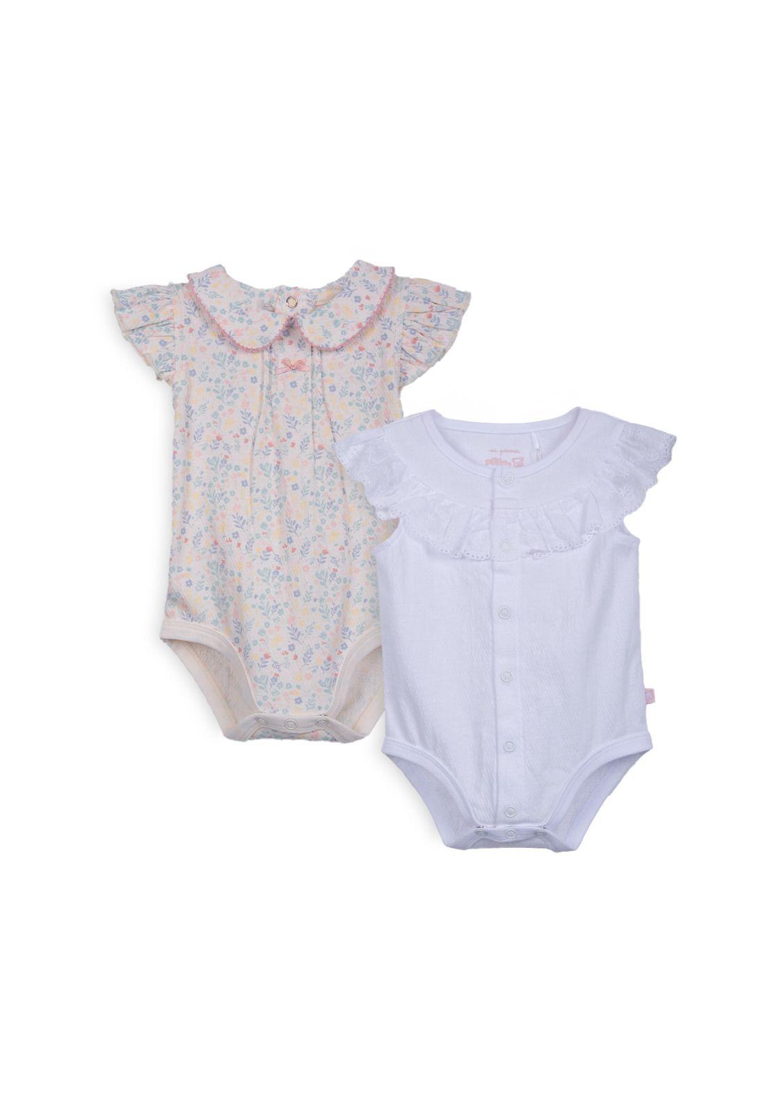 Pack de 2 Body Recién Nacido Niña Manga Corta Floral Surtido Pillin-0