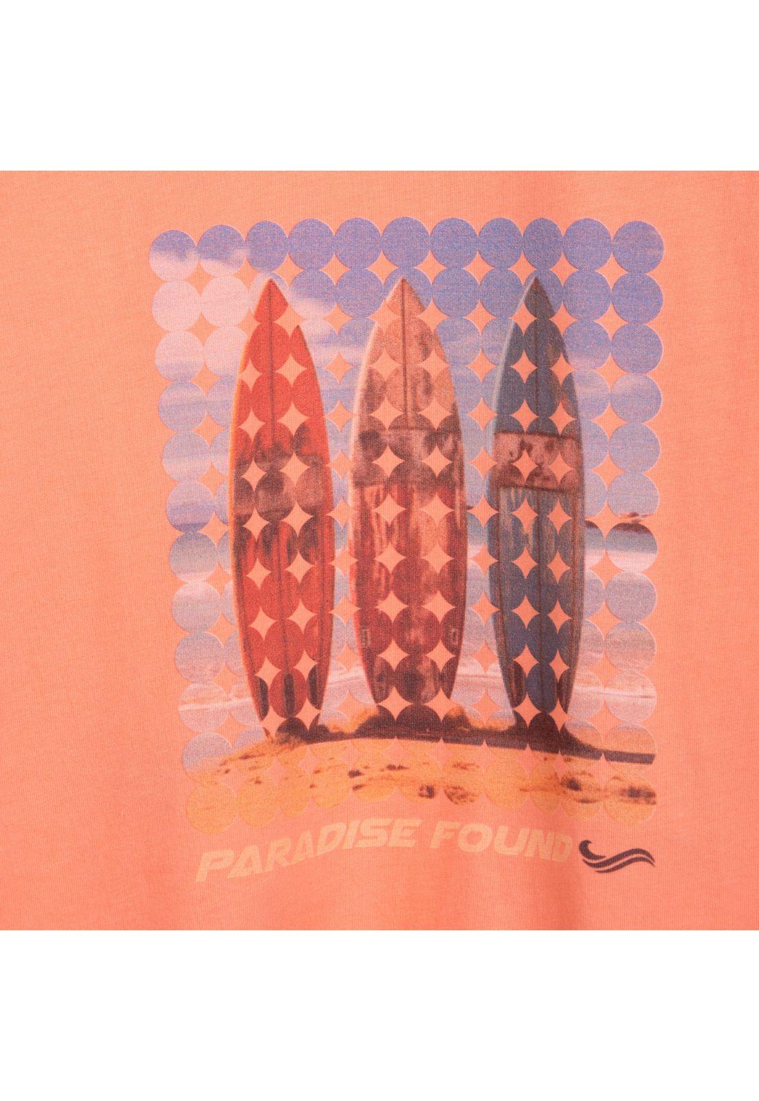 Polera Niño Manga Corta Photo Print Naranjo Pillin-2