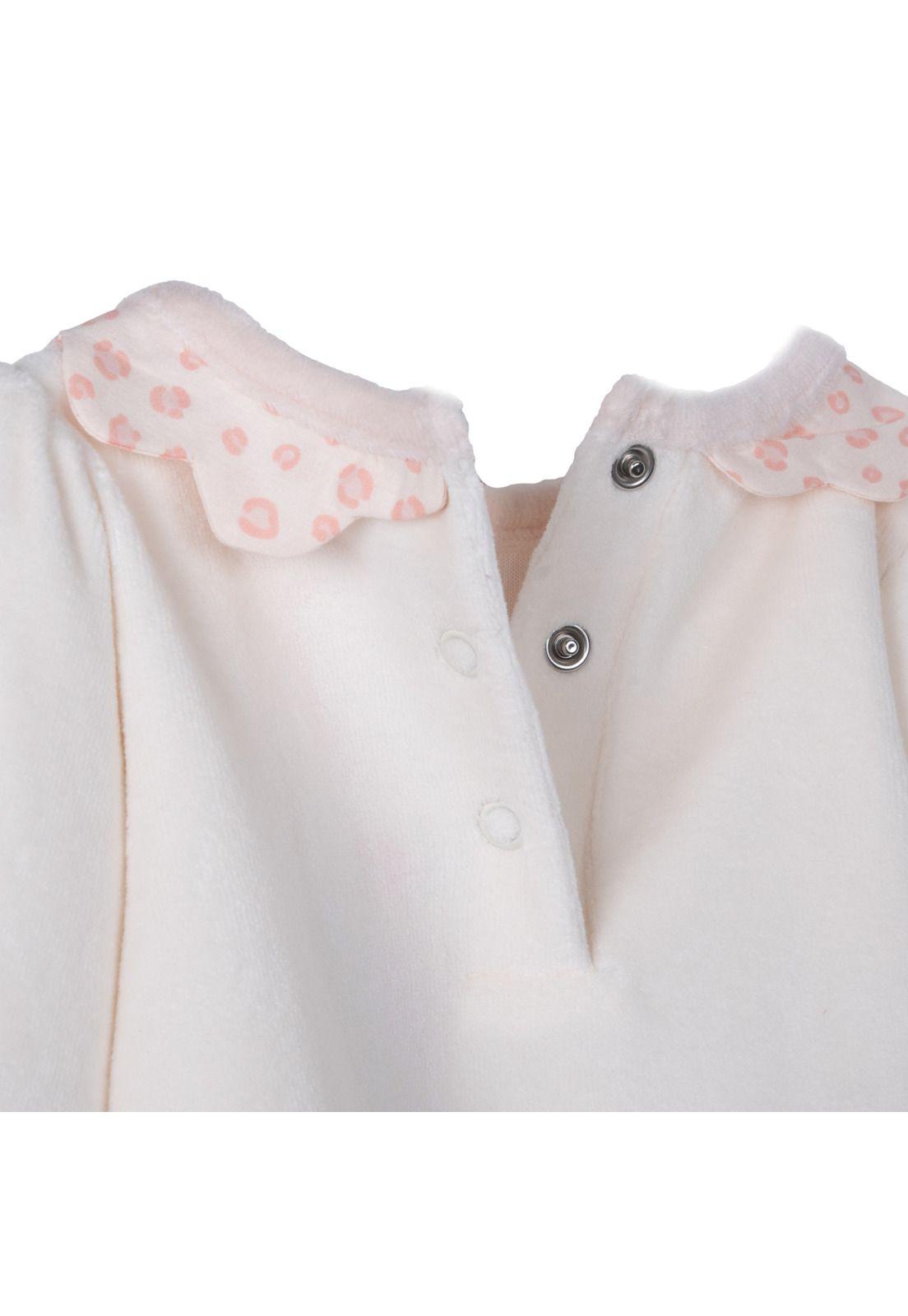 Conjunto Plush Recién Nacido Niña Broches Estampado Damasco-2