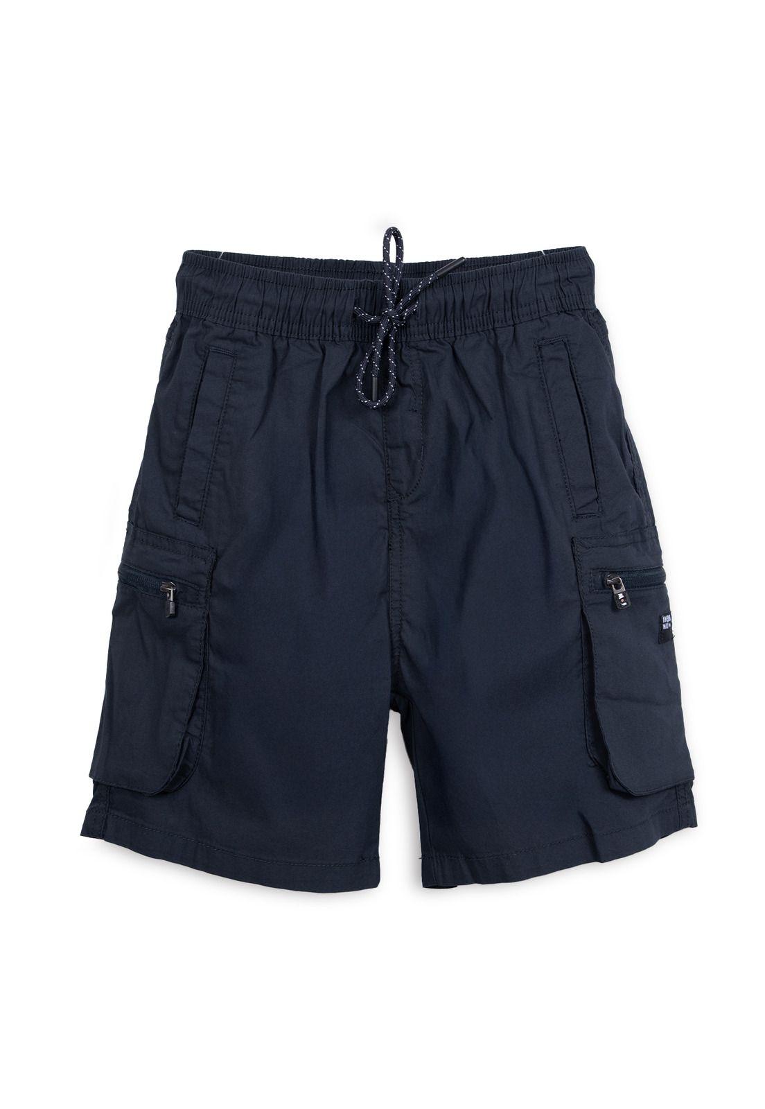 Bermuda Niño Cargo Cintura Ajustable Azul Pillin-0