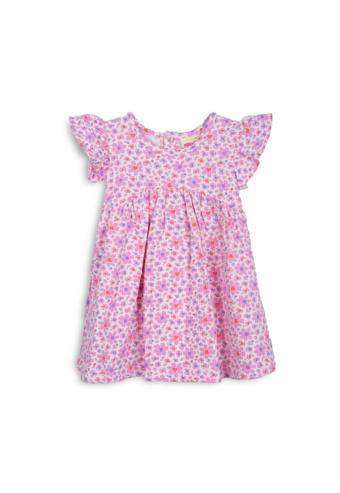 Vestido Bebé Niña Estampado con Broches  Rosado Pillin-0
