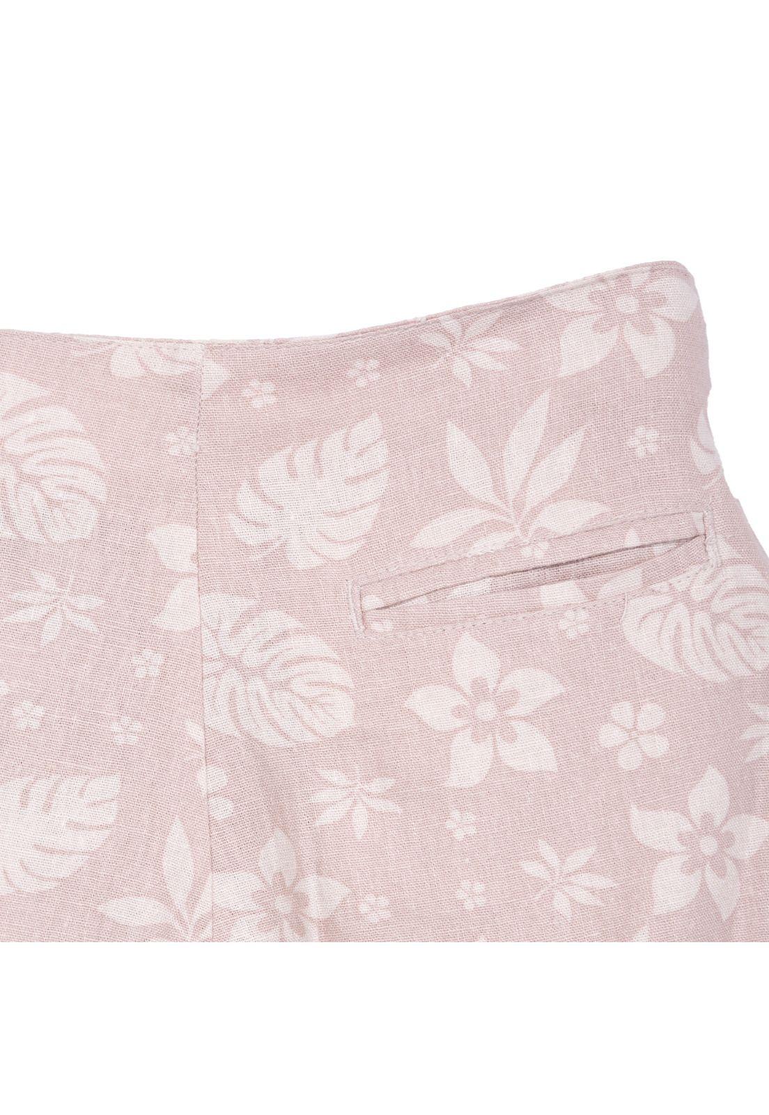 Short Falda Niña Lino Diseño Floral Café Pillin-3