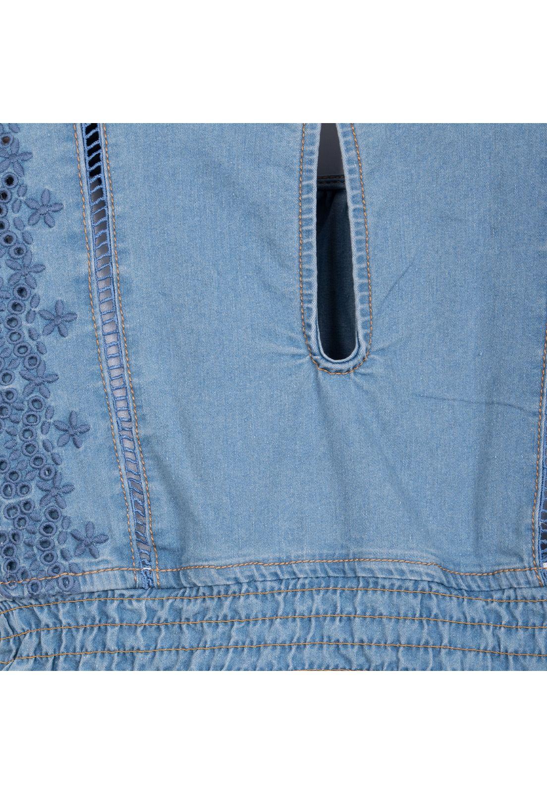 Vestido Niña Bordado con Vuelos Denim Pillin-3