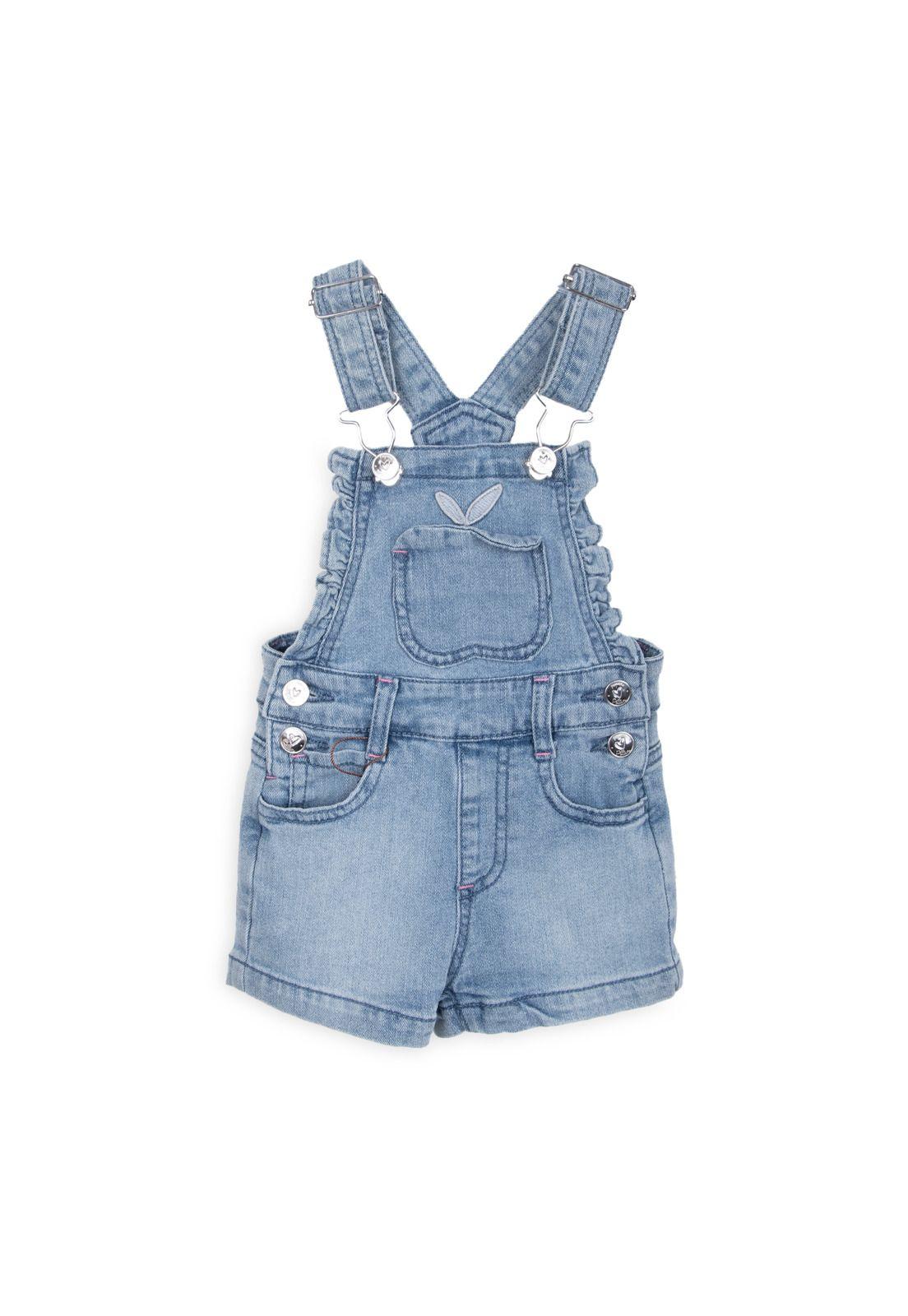 Jardinera Bebé Niña con Vuelos Cintura Ajustable Denim Pillin-0