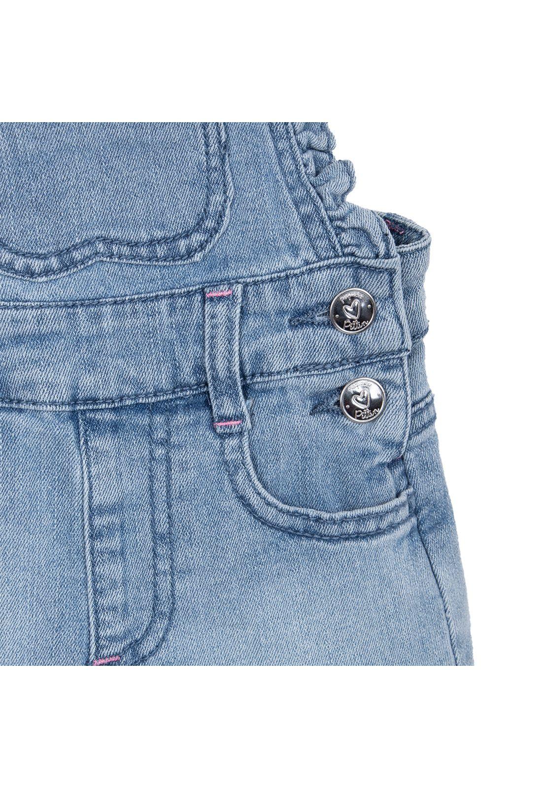 Jardinera Bebé Niña con Vuelos Cintura Ajustable Denim Pillin-2