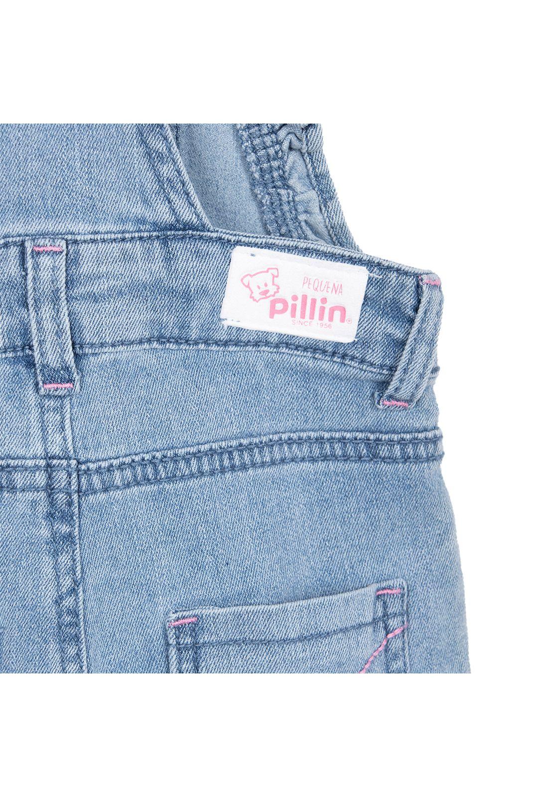 Jardinera Bebé Niña con Vuelos Cintura Ajustable Denim Pillin-3