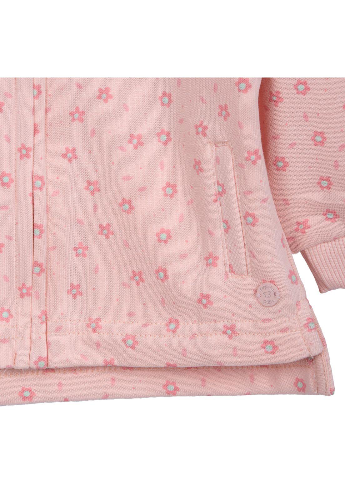 Buzo Bebé Niña con Capucha Cintura Ajustable Floral Damasco Pillin-4