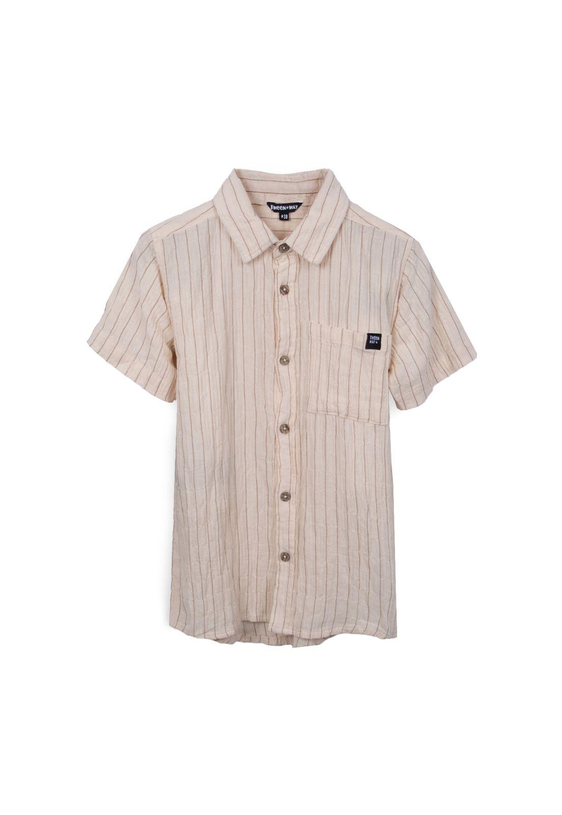 Camisa Niño Manga Corta Bolsillo Delantero Beige Pillin-0