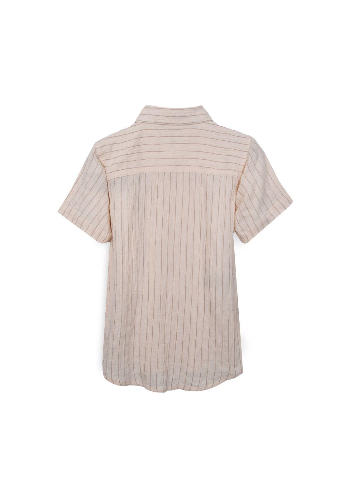 Camisa Niño Manga Corta Bolsillo Delantero Beige Pillin-1