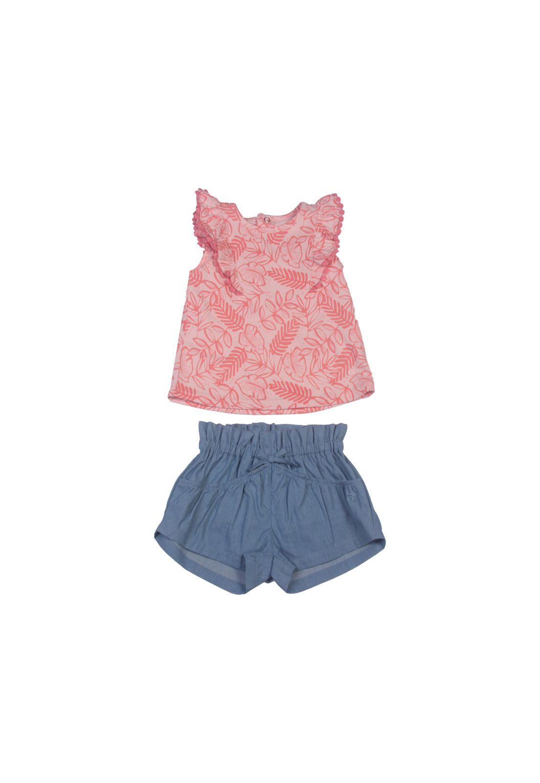 Conjunto Bebe Niña Rosado Pillin-0