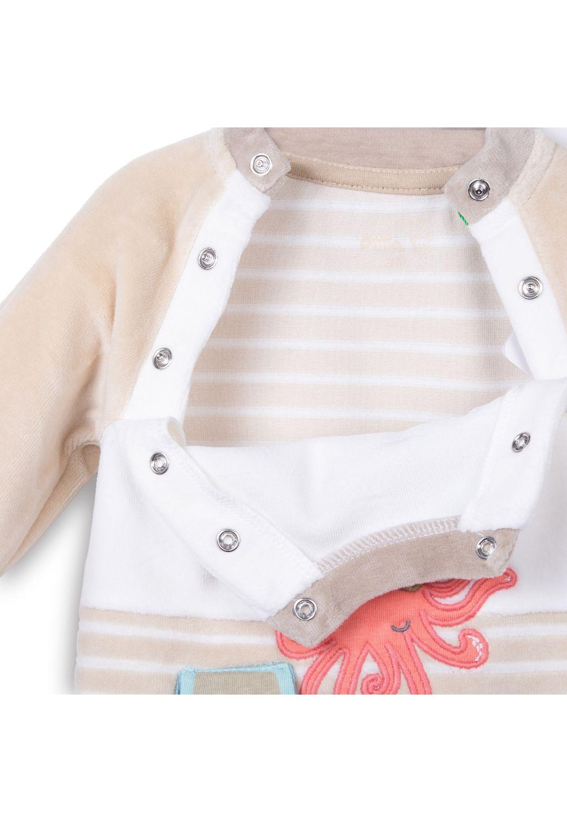 Osito Plush Recién Nacido Niño Bordado Pulpo Pirata Beige Pillin-3
