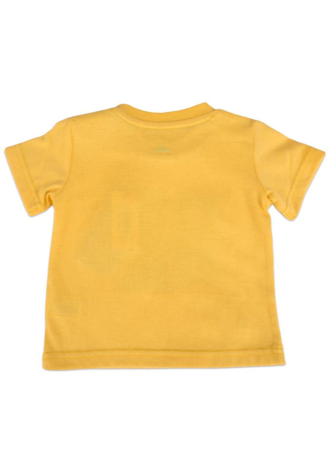 Polera Manga Corta Bebe Niño Amarillo Pillin-3